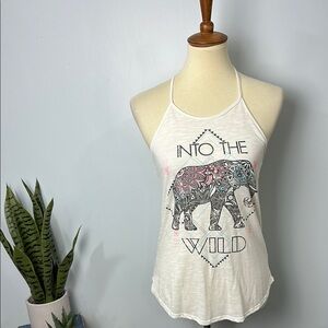 ❄️ Maurices Into The Wild Elephant White Tank Top with Detailed Back Size Small